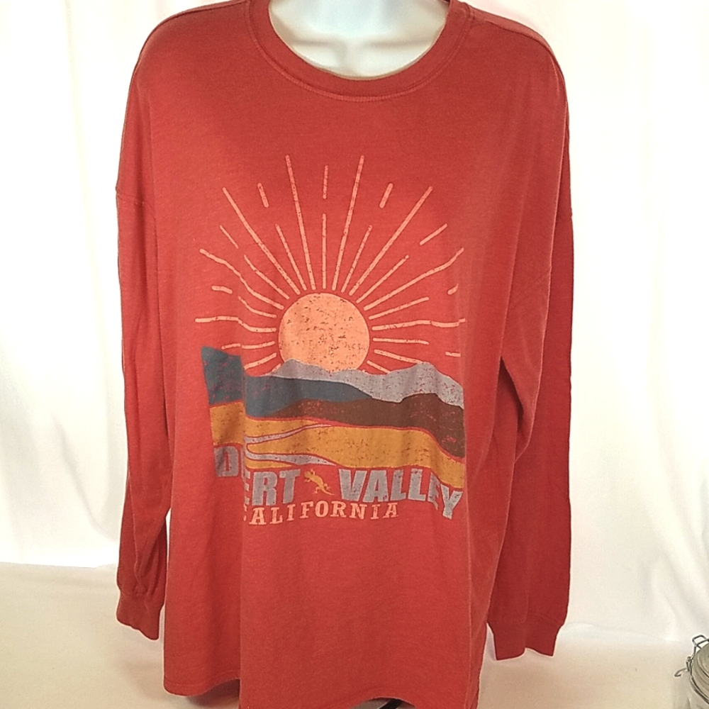 Wild Fabel Women's Desert Valley California Orange Long Sleeve Shirt Size Medium